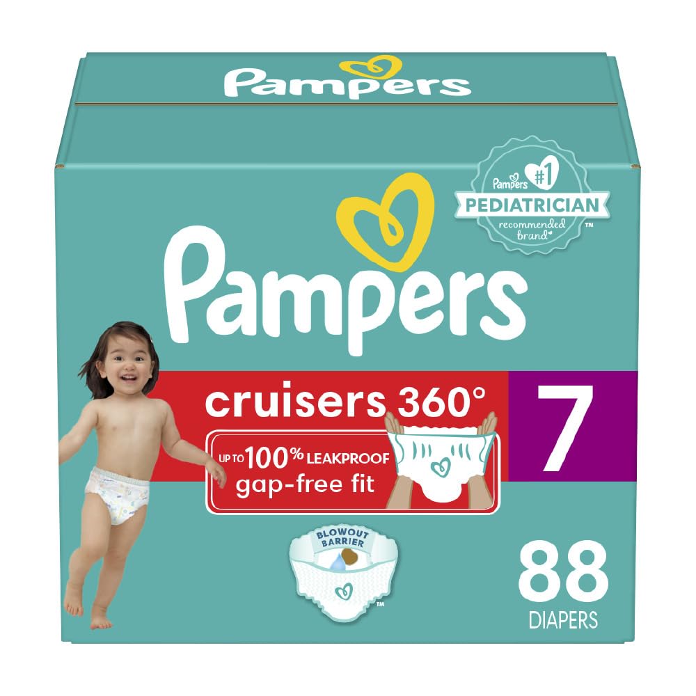 Pampers Cruisers 360 Diapers - Size 7, One Month Supply (88 Count), Pull-On Disposable Baby Diapers, Gap-Free Fit