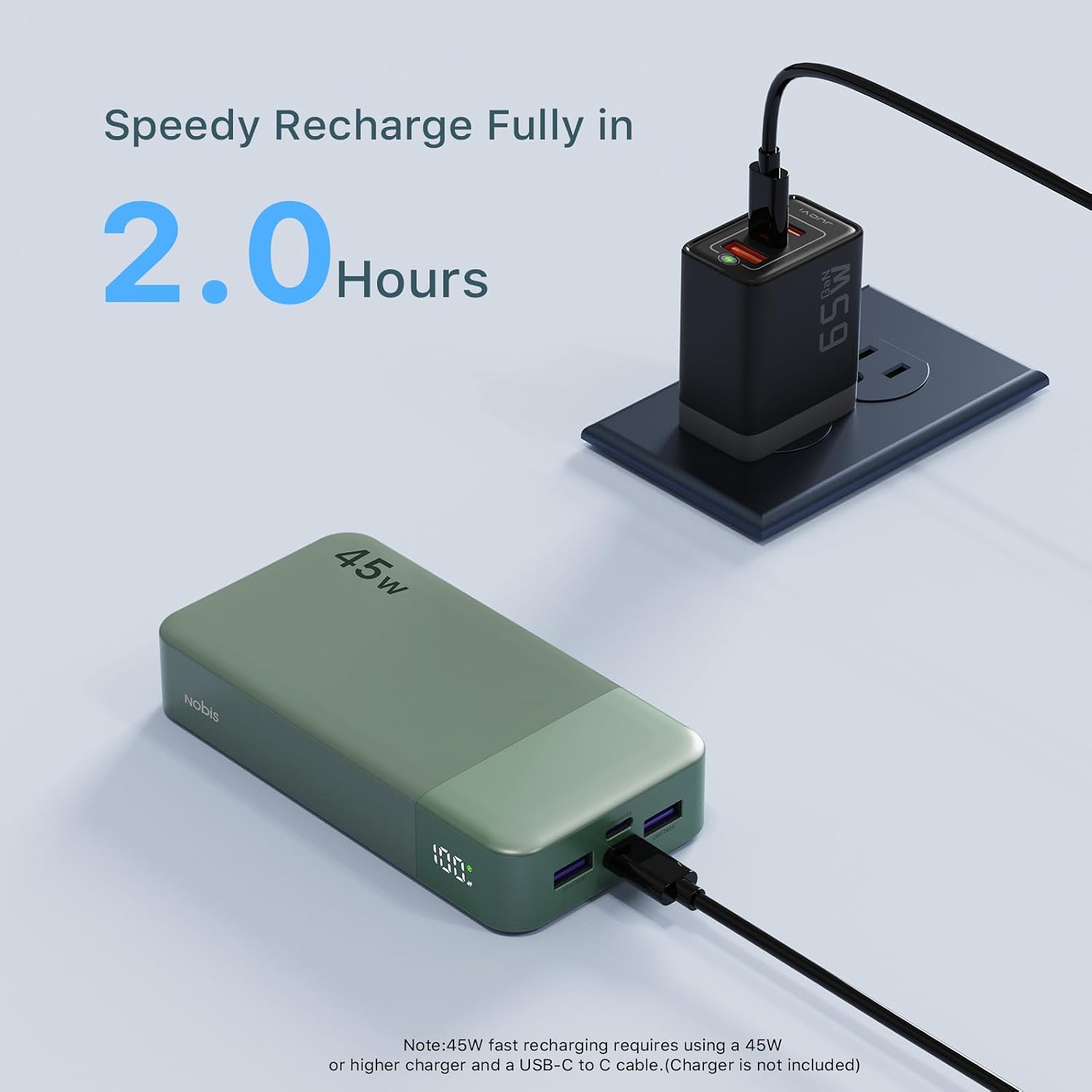 NOBIS Portable Charger 45W 20000mAh Power Bank Fast Charging
