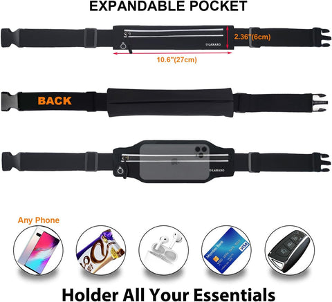 Slim Running Belt Fanny Pack for Men Women, Running Phone Holder Runners Pouch Waist Pack for Workout, Money Belt, Running Gear Accessories [Fits ALL Phones]