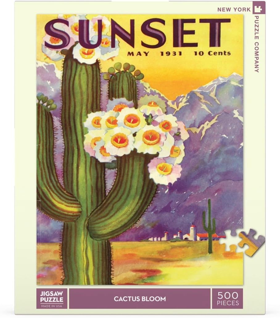 New York Puzzle Company - Sunset Magazine Cactus Blooms - 500 Piece Jigsaw Puzzle for Adults