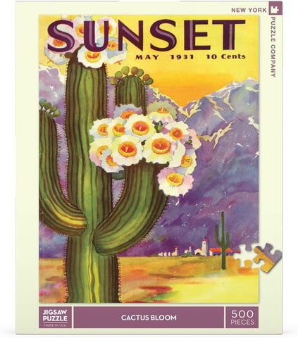 New York Puzzle Company - Sunset Magazine Cactus Blooms - 500 Piece Jigsaw Puzzle for Adults