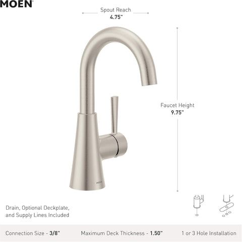 Moen 84021SRN Ronan 1-Handle Bathroom Faucet, Brushed Nickel