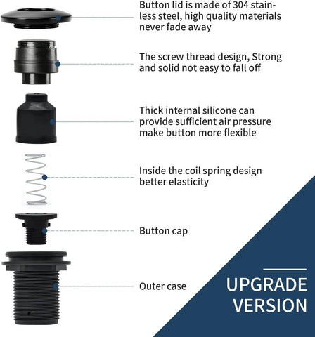 Garbage Disposal Air Switch Kit Single Outlet Sink Top Waste Disposal Long Stainless Steel Black On/Off Air Button Food and Waste Disposals Part by Etoolcity