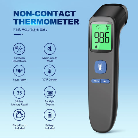 No-Touch Thermometer for Adults and Kids, Digital Accurate Baby Thermometer with Fever Alarm, 1 Second Fast Result, FSA HSA Eligible, Easy to use, 2 in 1 Mode