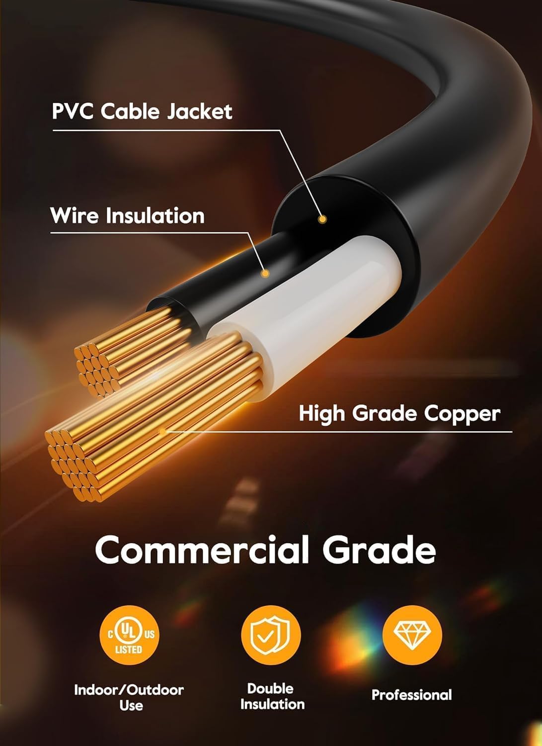Brightown Outdoor String Lights, 50FT 15 Bulbs Shatterproof Patio Lights