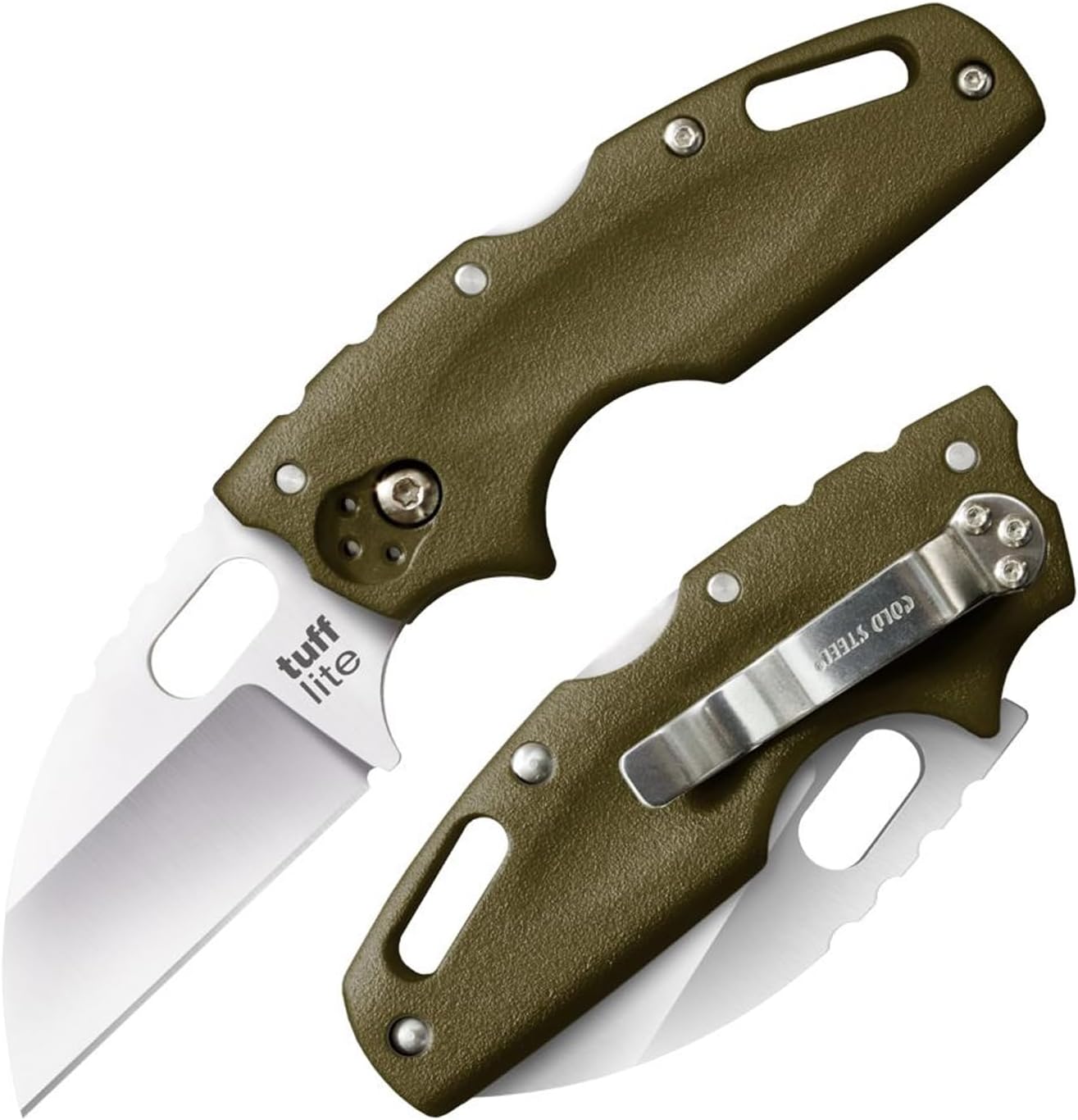 COLD STEEL Tuff Lite 2.5" AUS8A Sheepsfoot Razor-Sharp Plain Blade 3.5" Griv-Ex Handle Pocket Folding Knife