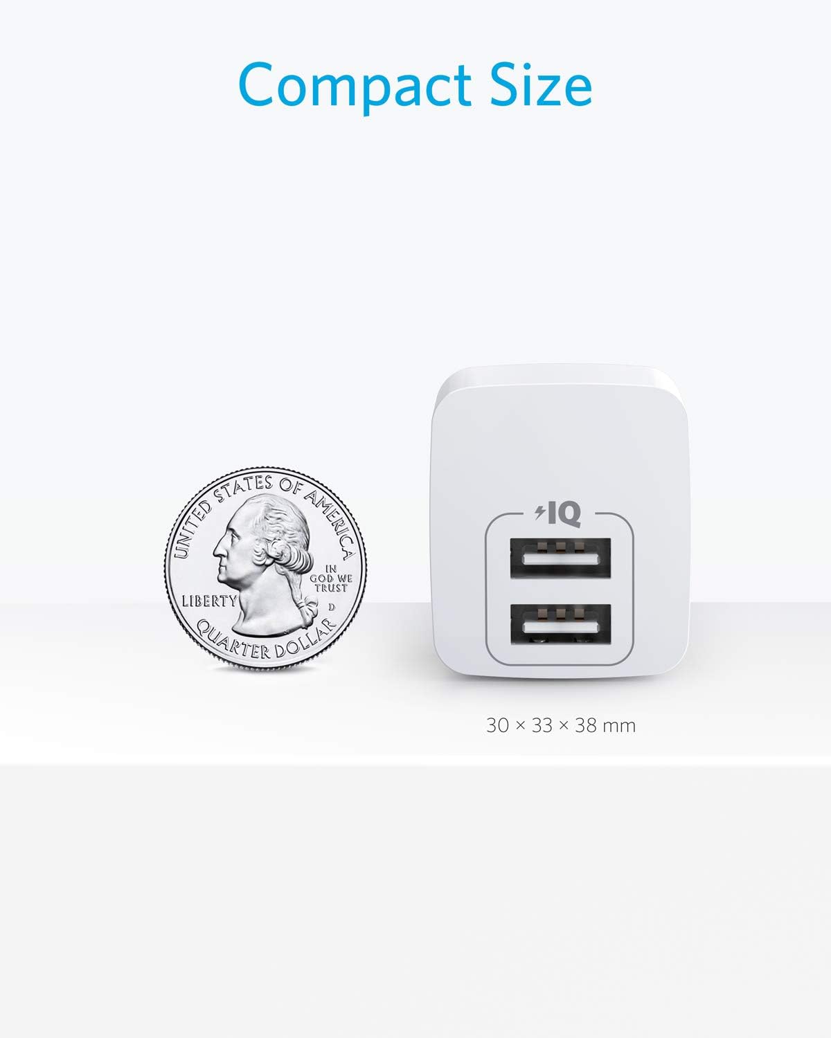 Anker 2-Pack USB Charger, Dual Port 12W Wall Charger with Foldable Plug, Compatible with iPhone XS/X/8/8 Plus/7/6S/6S Plus, iPad, Samsung Galaxy Note 5/Note 4, HTC, Moto, and More Devices