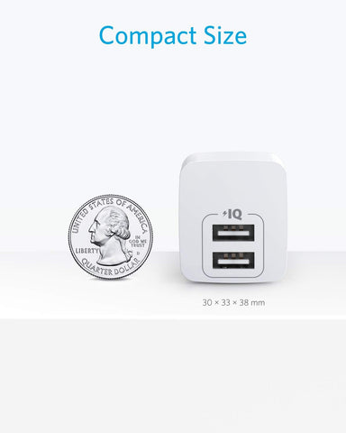 Anker 2-Pack USB Charger, Dual Port 12W Wall Charger with Foldable Plug, Compatible with iPhone XS/X/8/8 Plus/7/6S/6S Plus, iPad, Samsung Galaxy Note 5/Note 4, HTC, Moto, and More Devices