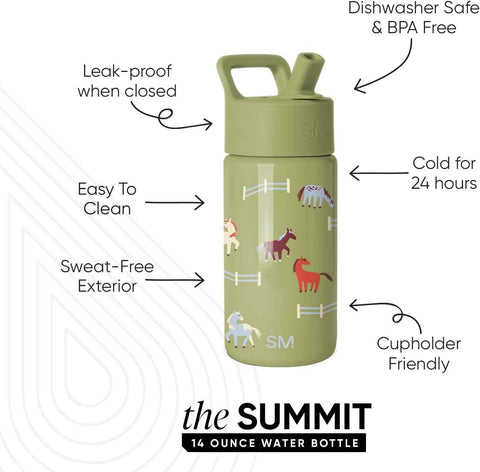 Simple Modern Kids Water Bottle & Toddler Cup | 14oz | Horses