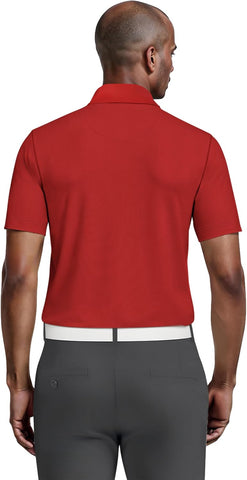 PGA Tour Men's Airflux Solid Mesh Short Sleeve Classic Golf Polo Shirt