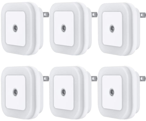 Uigos LED Night Light Lamp with Smart Sensor Dusk to Dawn Sensor, Daylight White, 0.5W Plug-in, 6-Pack