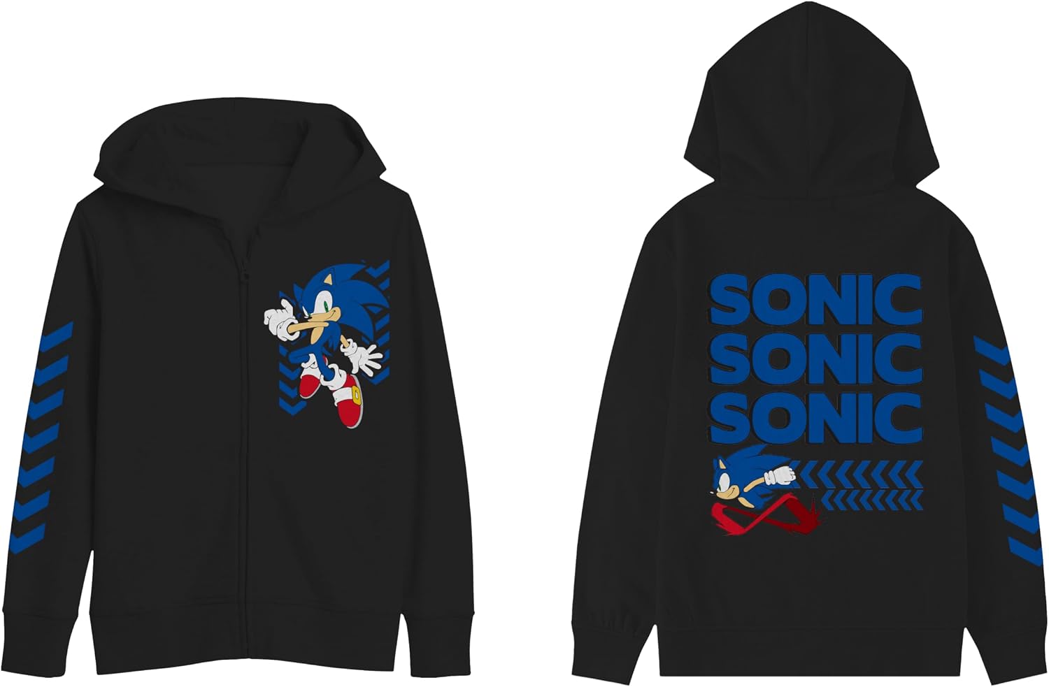Bioworld Youth Boys Sonic 3 pc Hoodie Jogger T-shirt combo