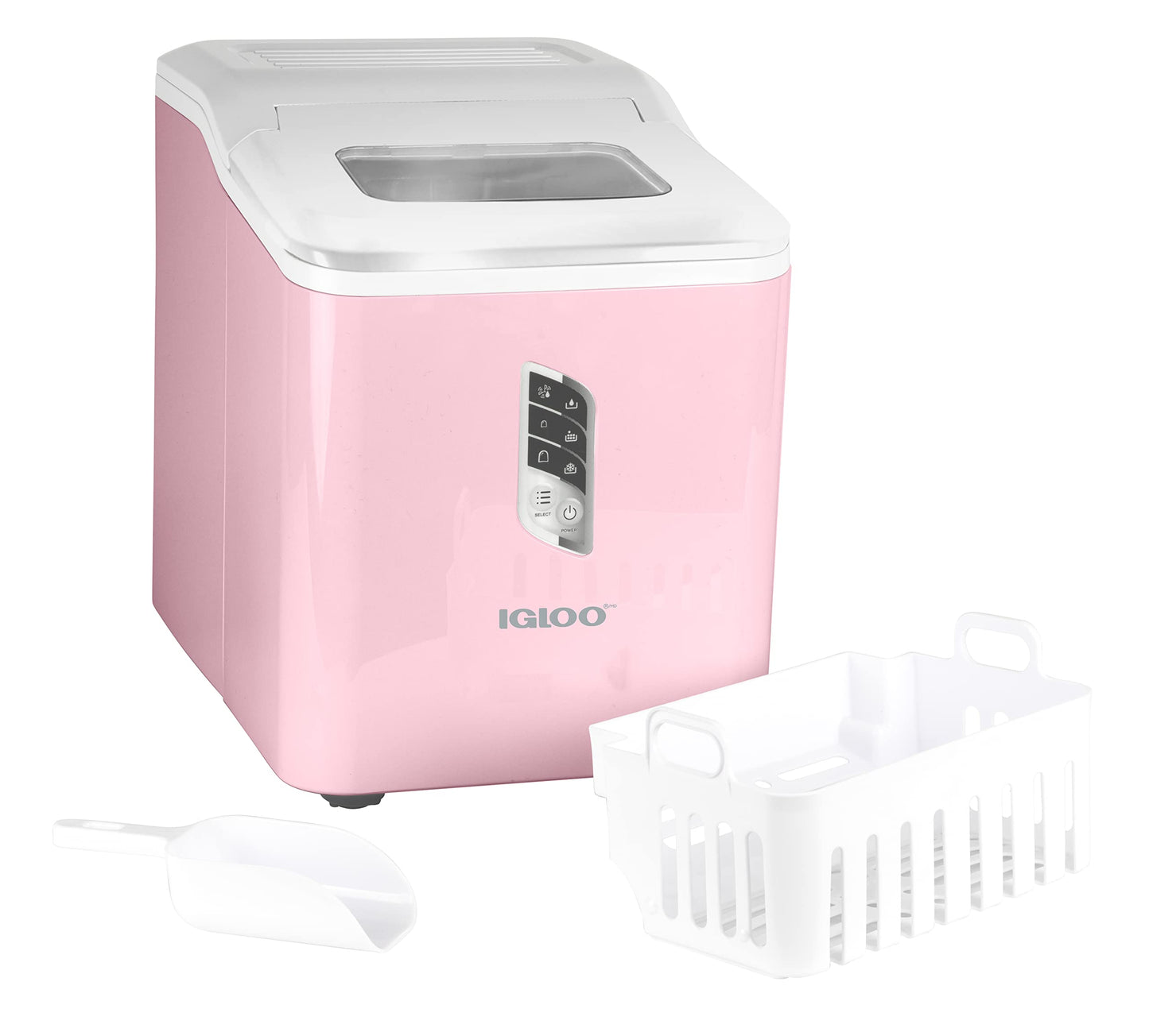 Igloo Automatic Ice Maker, Self- Cleaning, Countertop Size, 26 Pounds in 24 Hours, 9 Large or Small Ice Cubes in 7 Minutes, LED Control Panel, Scoop Included, Perfect for Water Bottles, Mixed Drinks