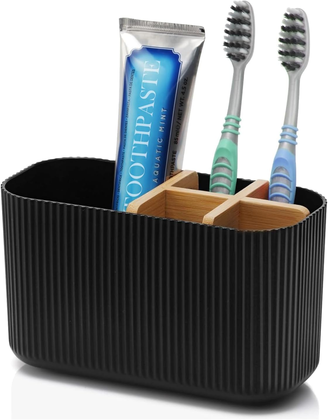 GFWARE Black Toothbrush Holder, 5 Slots Bathroom Organizers and Storage