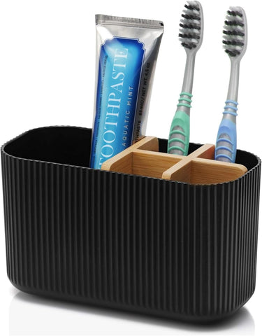 GFWARE Black Toothbrush Holder, 5 Slots Bathroom Organizers and Storage