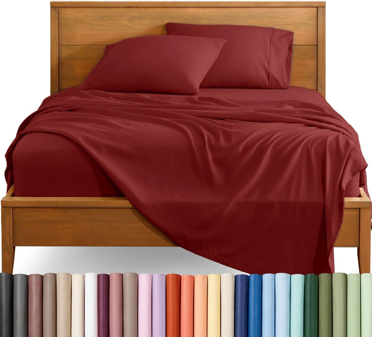 Bare Home King Sheet Set - 1800 Ultra-Soft (King, Rosewood)
