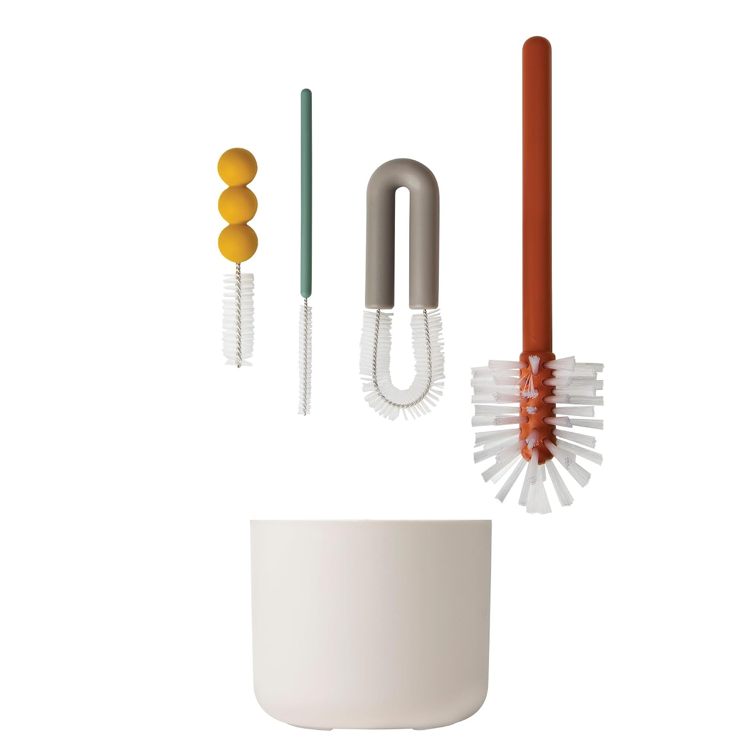 Boon Mod Baby Bottle Brushes - Includes Bottle Cleaner Brush, Straw Cleaner Brush, Nipple Brush and Detail Brush for Baby Bottles - Baby Bottle and Straw Brush Cleaning Set - Deco - 4 Count