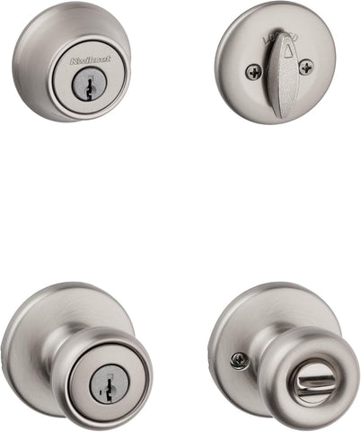 Kwikset Tylo Front Door Lock Set with Deadbolt and SmartKey, Satin Nickel