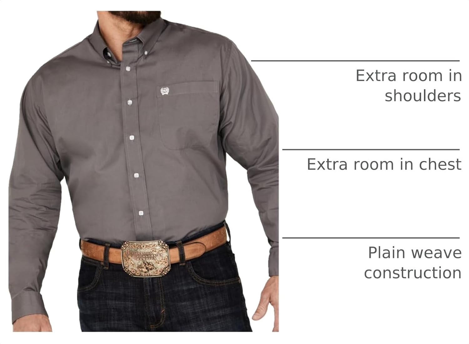 Cinch Men's Classic Fit Long Sleeve Button One Open Pocket Solid Basic