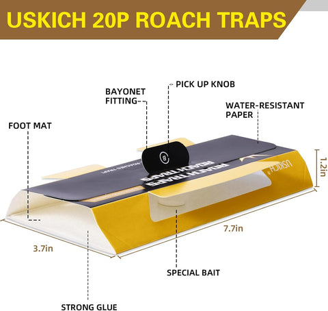 20 Pack Roach Traps, Cockroach Traps Indoor Home, Glue Roach Traps, Child & Pets Safe(Upgrade Recipe)