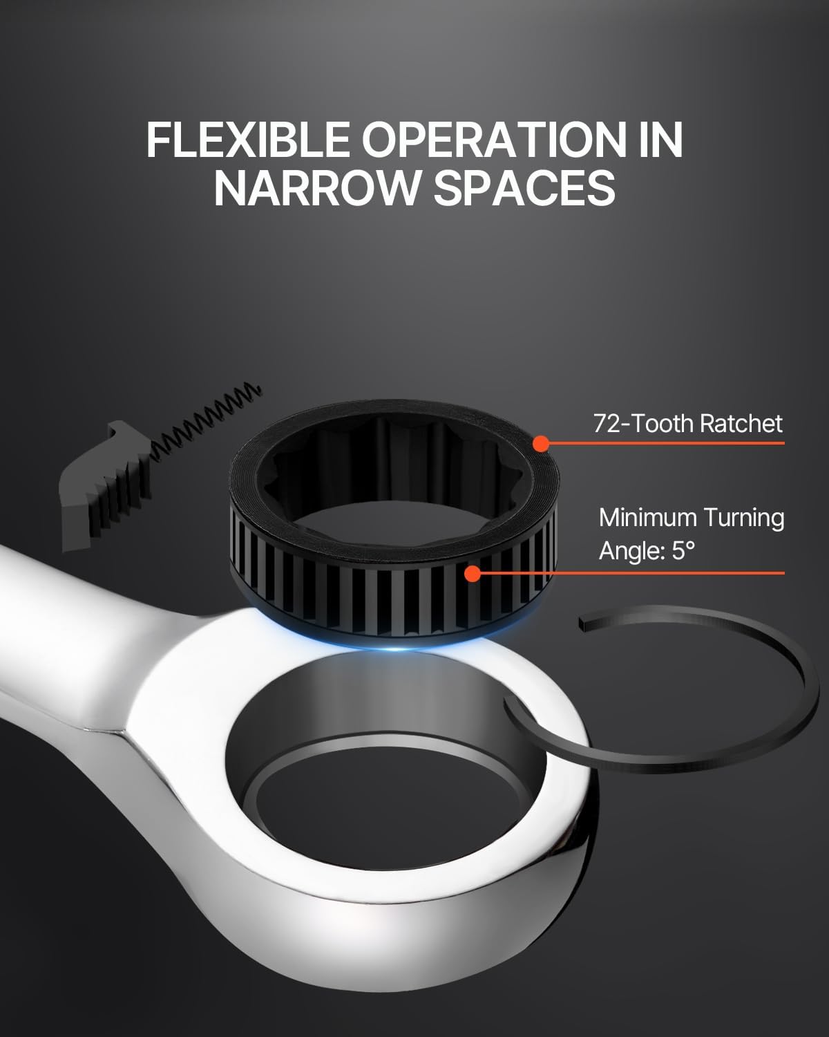 VEVOR Ratcheting Wrench Set, 30-Piece Combination Wrench Set, 72 Teeth