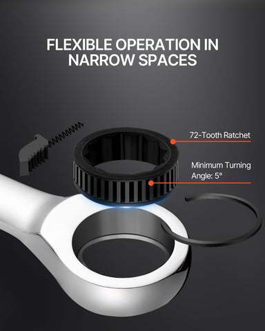 VEVOR Ratcheting Wrench Set, 30-Piece Combination Wrench Set, 72 Teeth