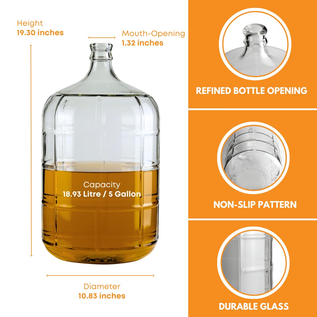 Italian Carboy 5 Gallon for Wine, Beer and Kombucha Home Fermentation