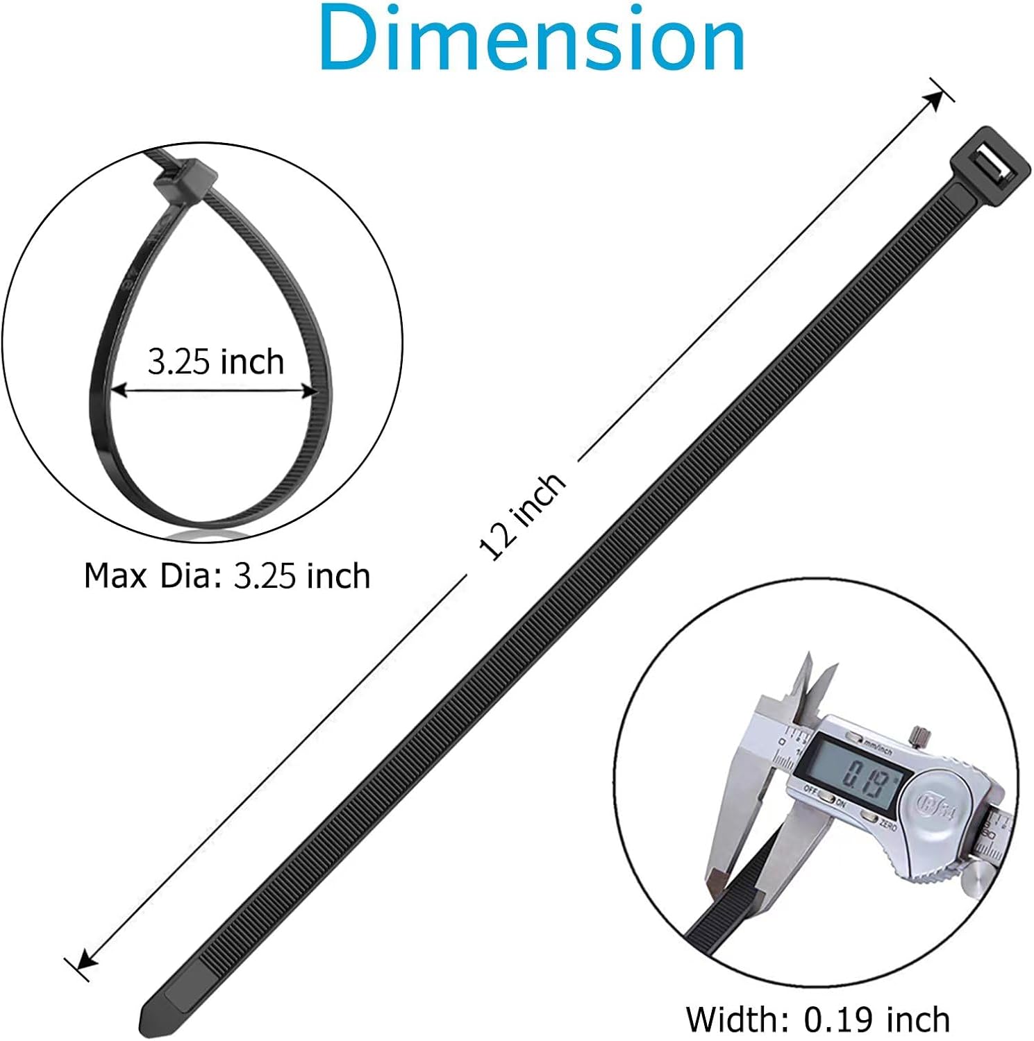 Zip Ties 12 inch (1200 Pack), Black, 50lbs Tensile Strength, UV Resistant Cable Ties for indoor and outdoor by Karoka