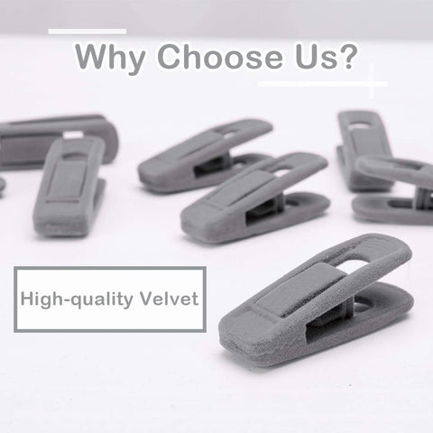 Velvet Hangers Clips, Pants Hangers Velvet Clips(60pc, Grey)