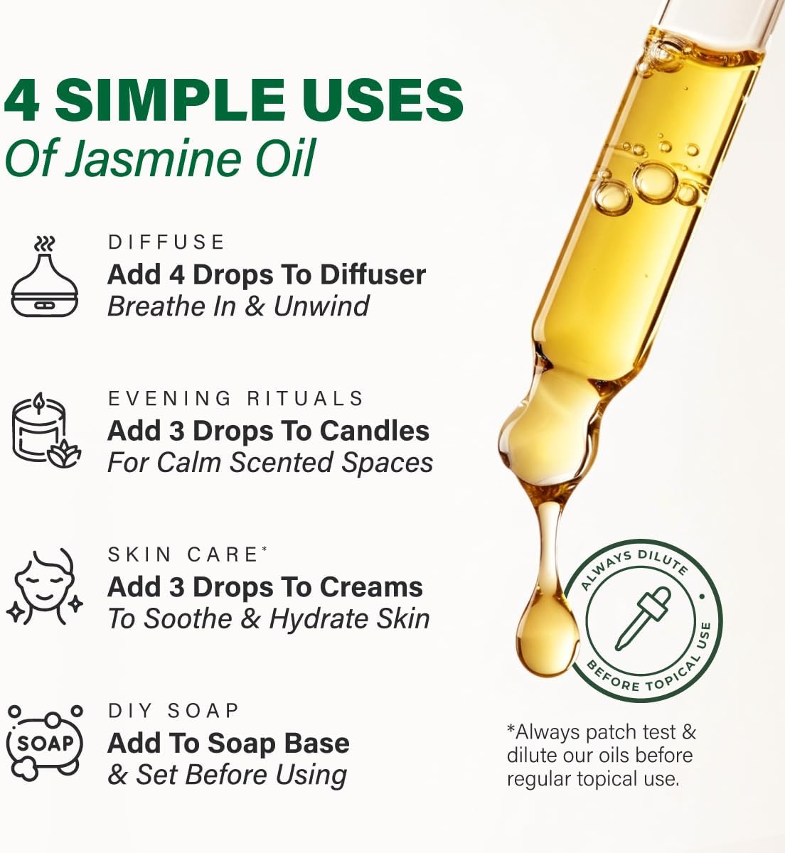 100% Pure Jasmine Essential Oil 4 Fl Oz - Floral Scent for Hair and Skin
