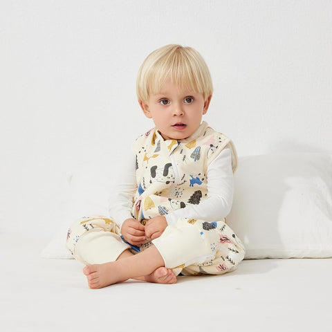 Duomiaomiao 1.5 TOG Toddler Sleep Bag 24-36 Months 100% Cotton Four Season Side Open Zipper Baby Sleep Sack with Feet, Breathable Toddler Wearable Blanket