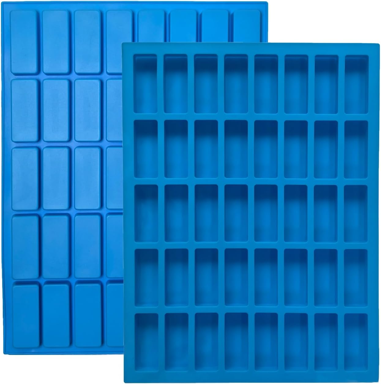 2-Pack Narrow Rectangle Silicone Candy Molds - 80 Cavity Caramel Chocolate Bar Mold for Truffles, Ganache, Brownie, Praline, Jelly & Ice Cubes