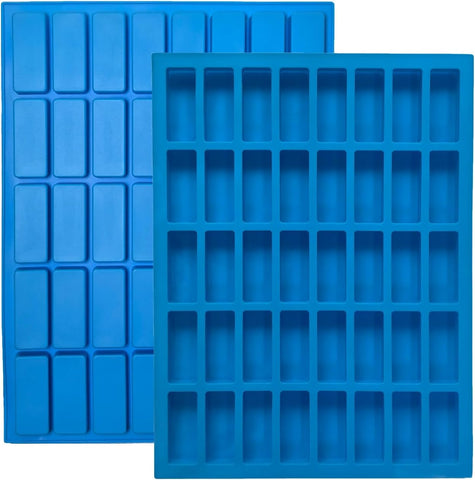 2-Pack Narrow Rectangle Silicone Candy Molds - 80 Cavity Caramel Chocolate Bar Mold for Truffles, Ganache, Brownie, Praline, Jelly & Ice Cubes