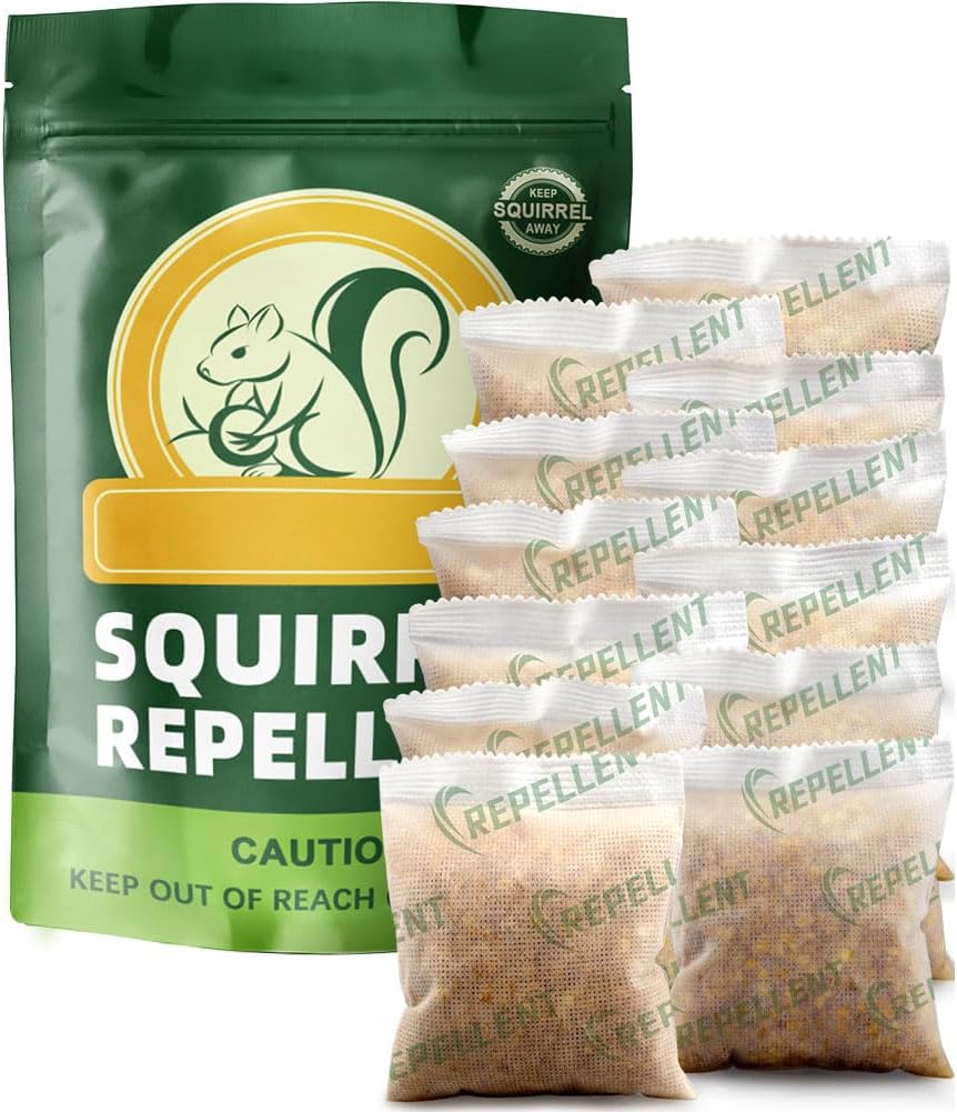Squirrel Repellent, Chipmunk Repellent Outdoor, Keep Squirrels Out of Attics, Bird Feeders, Gardens and More, Naturally Repels Squirrels from Chewing & Nesting, Safe for Use, 6Packs