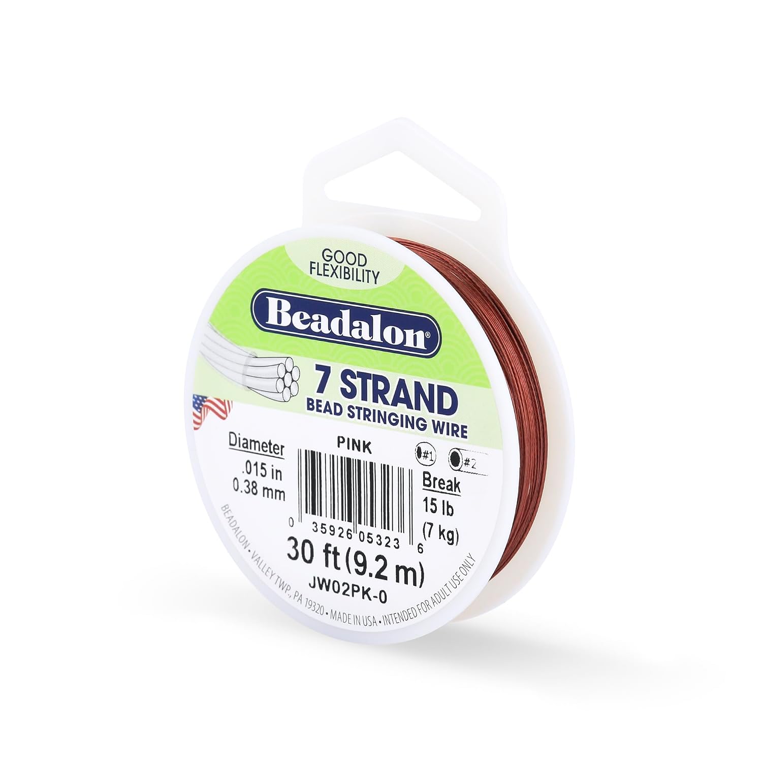 Beadalon 7-Strand Stainless Steel Beading Wire, .015 in / 0.38 mm - Black