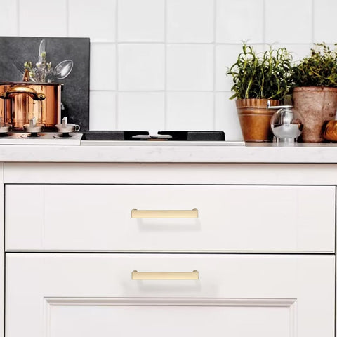 6 Pack 3.75 Inch Brushed Gold Cabinet Pulls, Kitchen Hardware