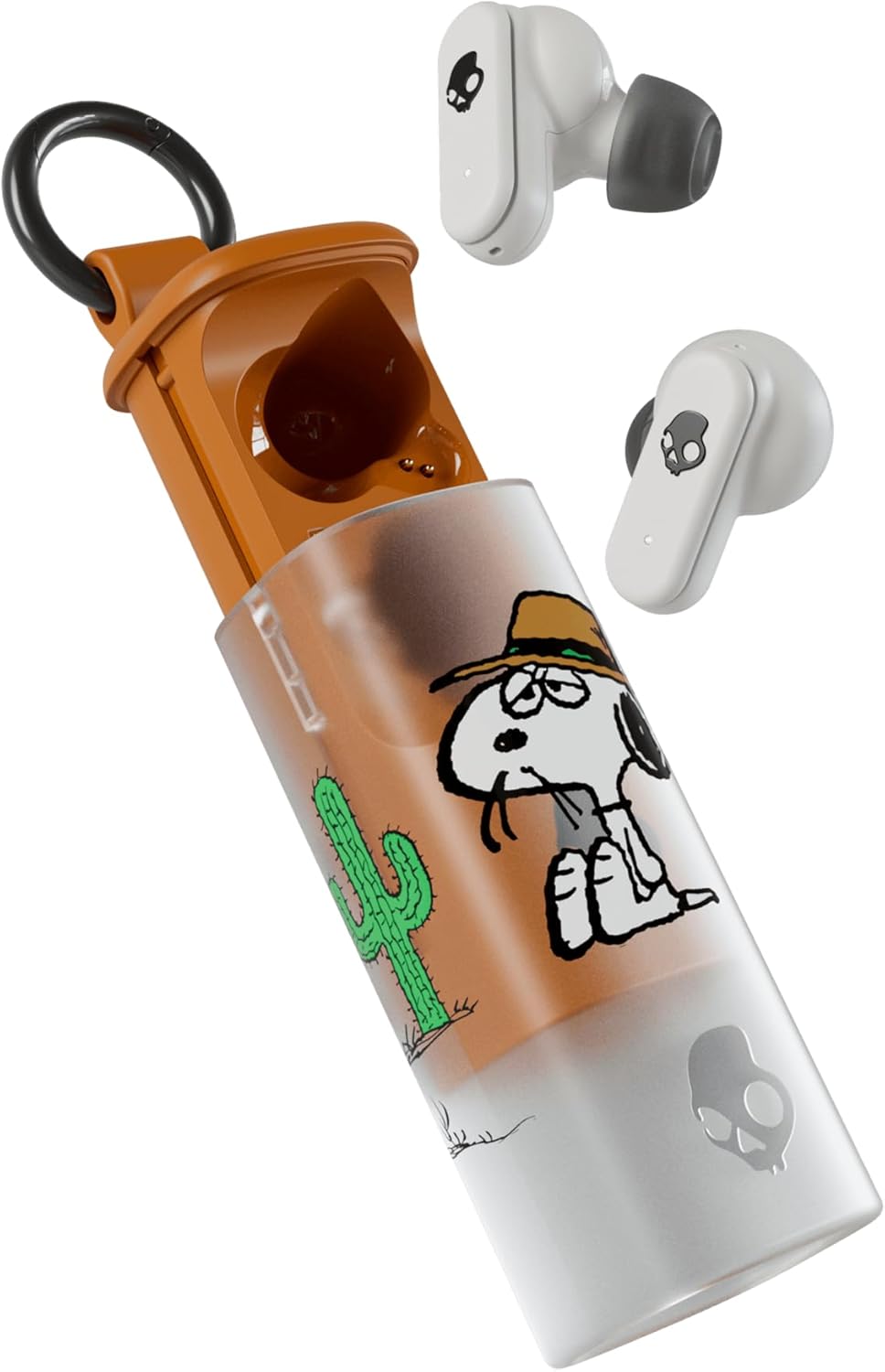 Skullcandy Dime Evo Wireless Earbuds, Bluetooth Headphones, Noise Isolating Fit, Up to 36 Hours Battery, Microphone for iPhone Android, Easy Carry with Clip-Anywhere Case - Peanuts Spike