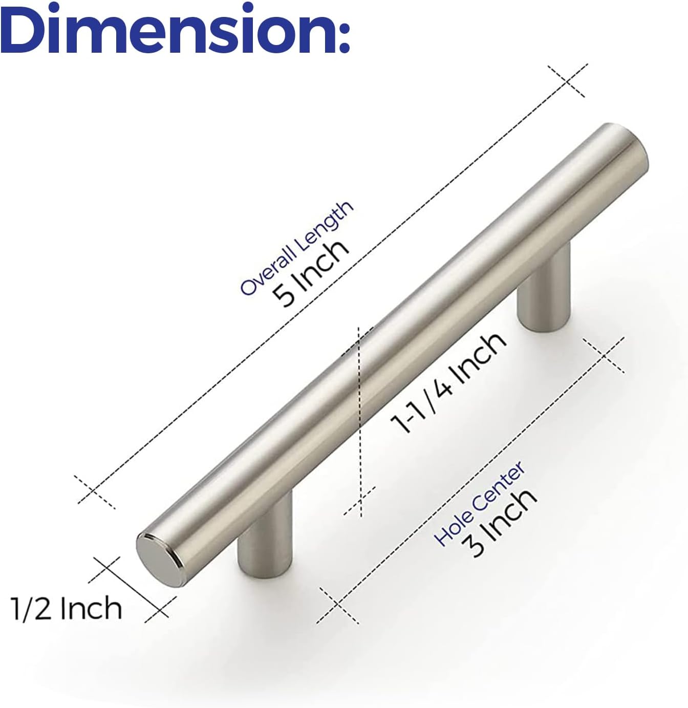 Ravinte Cabinet Handles, Brushed Nickel,5" Length,3" Hole Center,30 Pack
