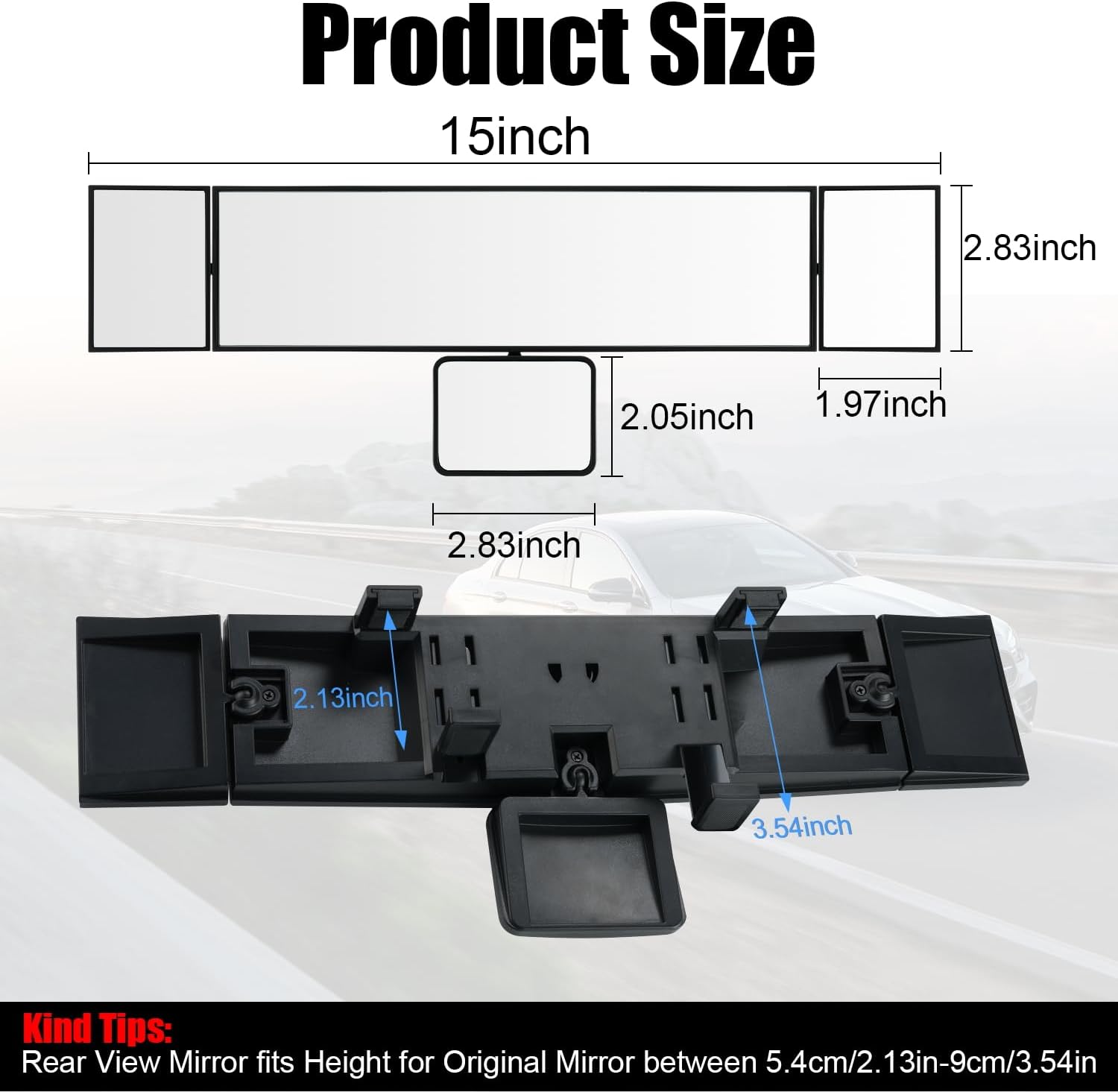 SINGARO Interior Rearview Mirror, Baby Mirror for Rear Facing Infant, Universal Panoramic Rear View Accessories, Wide Angle Reduce Blind Spot Effectively for Car