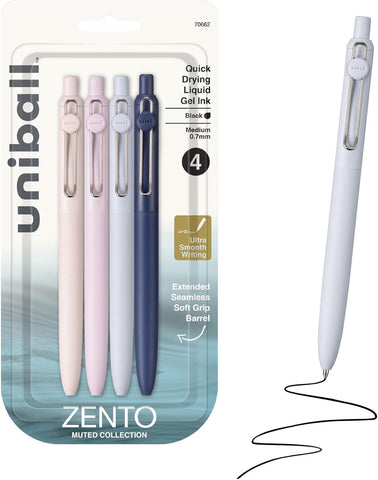 uniball™ Zento Gel Pens, Black Ink, 0.7mm Medium Point, 4 Count