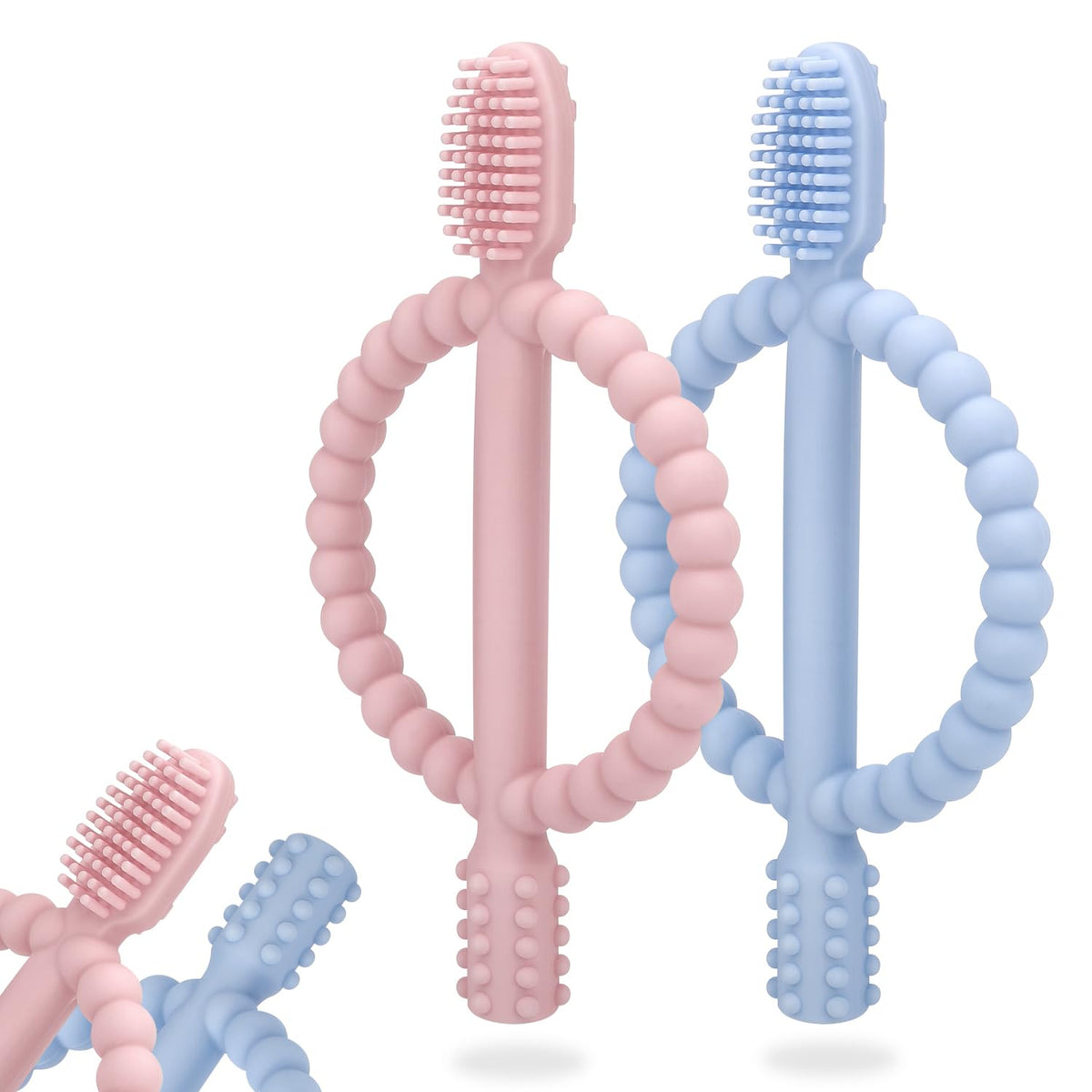 MISSLILI Baby Teething Toys with Easy-Hold Handle, Infant Toothbrush