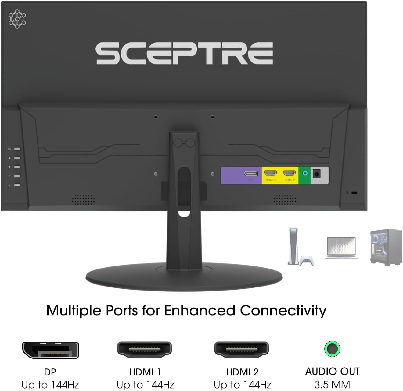 Sceptre New 22-Inch Gaming Monitor, FHD 1080p, Up to 144Hz, HDMI, DisplayPort, Built-in Speakers, Machine Black (E225W-FW144 Series, 2026)