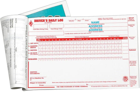 J. J. Keller Driver Daily Log Book with Carbon, 25 Pack