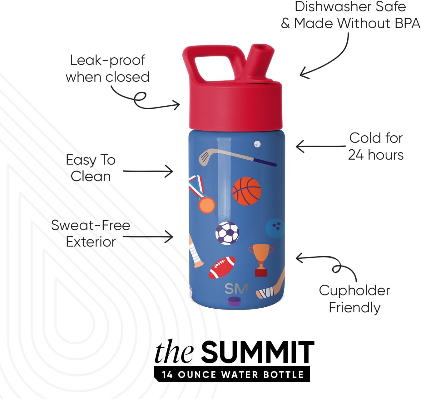 Simple Modern Kids Water Bottle & Toddler Cup | 14oz | Sports