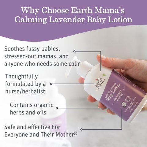 Earth Mama - Calming Lavender Baby Lotion for Dry Skin - 8 Fl Oz (2 Pk)