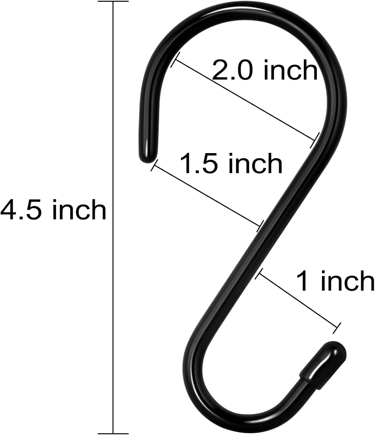 18 Pack Large S Hooks for Hanging, 4-1/2 inch Heavy Duty Rust-Free Closet S Hook, Metal Non Slip Rubber Coated S Hooks Black for Hanging Clothes Jeans Plants Bag Belt Pan Pot Cup Towels Basket Tools