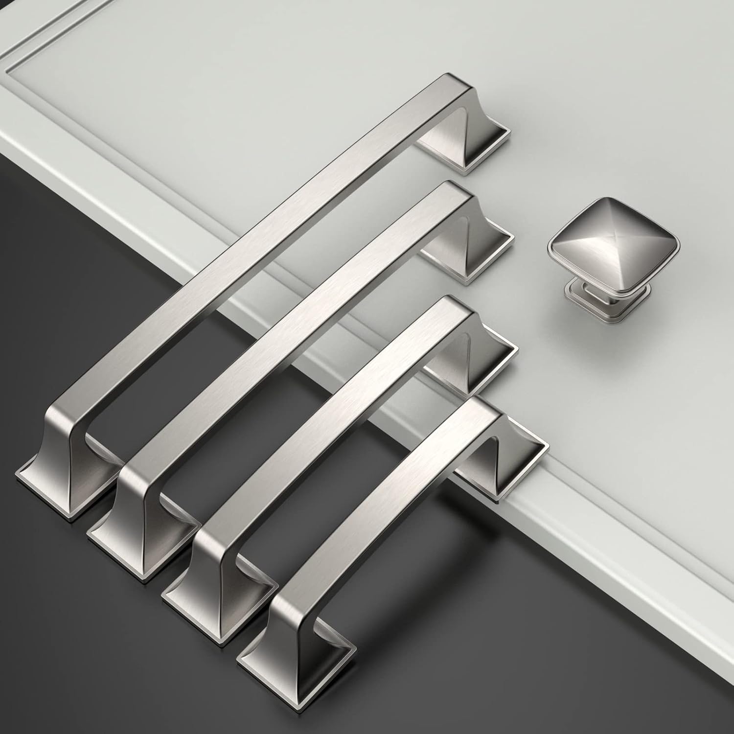 Amerdeco 15 Pack Kitchen Cabinet Handles 5 Inch(128mm) Hole Centers, Brushed Satin Nickel Handles for Kitchen Cabinet Hardware, Cabinet Pulls for Bathroom Dresser Drawer Handles ZH0002