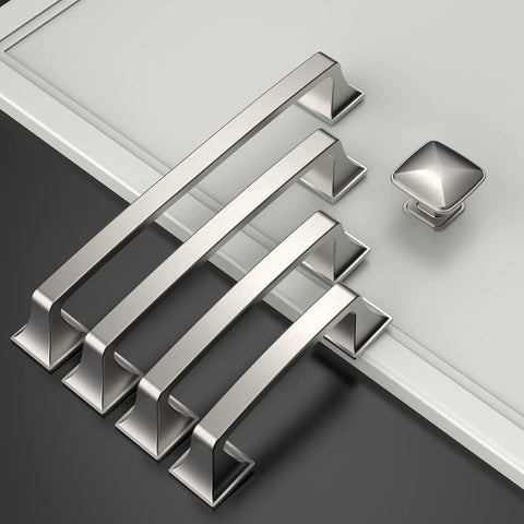 Amerdeco 15 Pack Kitchen Cabinet Handles 5 Inch(128mm) Hole Centers, Brushed Satin Nickel Handles for Kitchen Cabinet Hardware, Cabinet Pulls for Bathroom Dresser Drawer Handles ZH0002