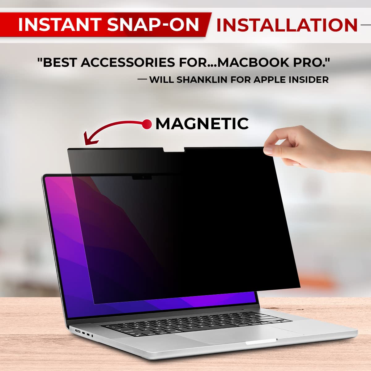 SightPro Magnetic Privacy Screen for MacBook Air 13.6 Inch (2022-2024, M2, M3) - Removable Laptop Privacy Filter Shield and Anti-Glare Protector