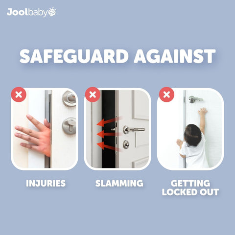 Jool Baby Door Pinch Guards (6 Pack) – Slam Preventer – Babyproof Doors to Avoid Pinched Fingers & Door Slamming, Keep Pets from Getting Locked in